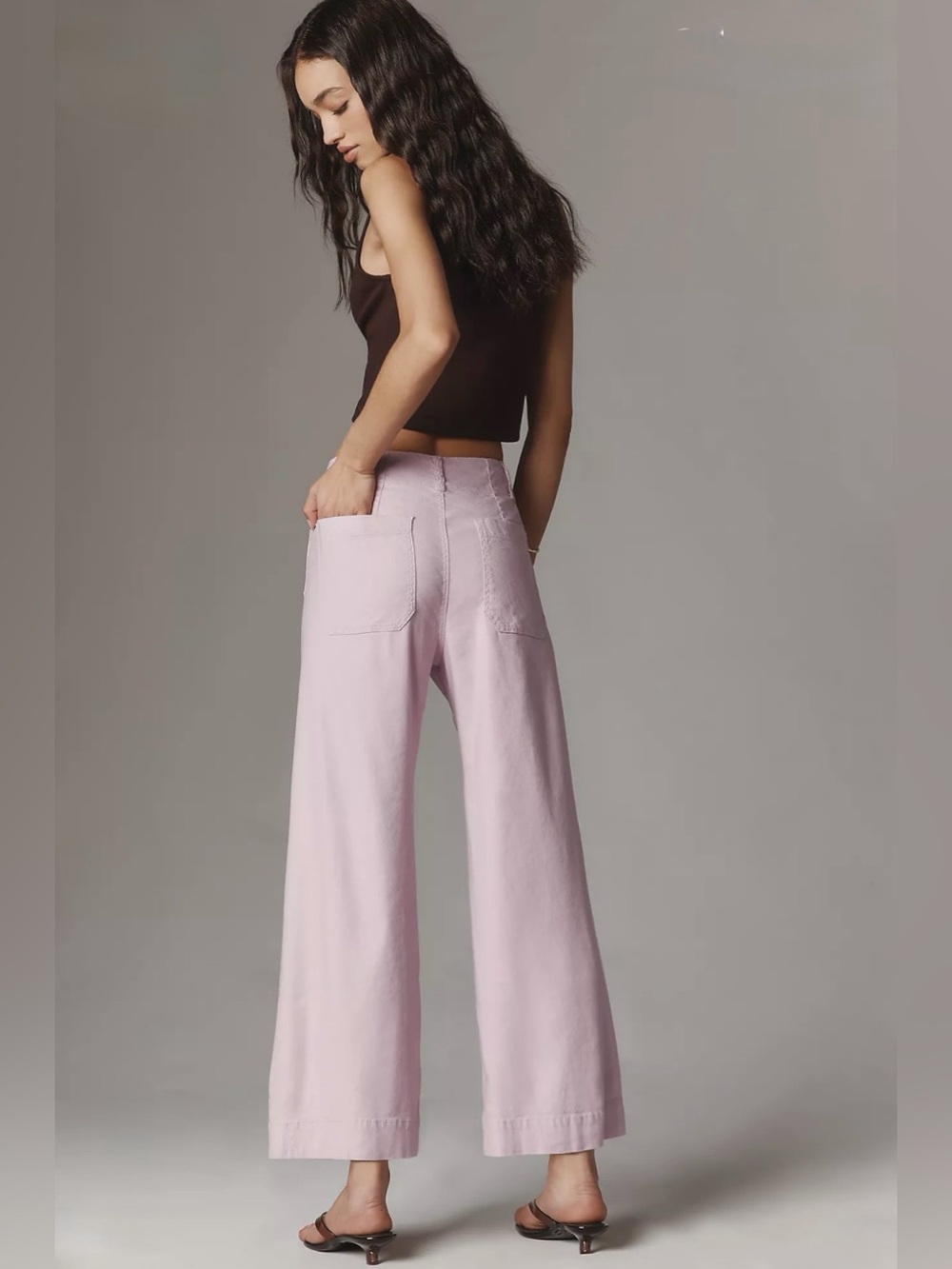 Maeve Colette European Linen Stretch Wide Leg Pants Lilac size 30 - Picture 2 of 8